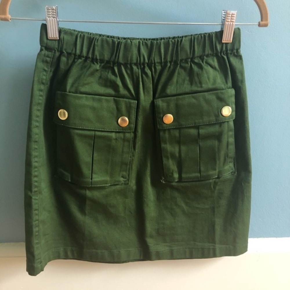 J Crew Pull-on Mini Skirt w/Patch Pockets - Pine